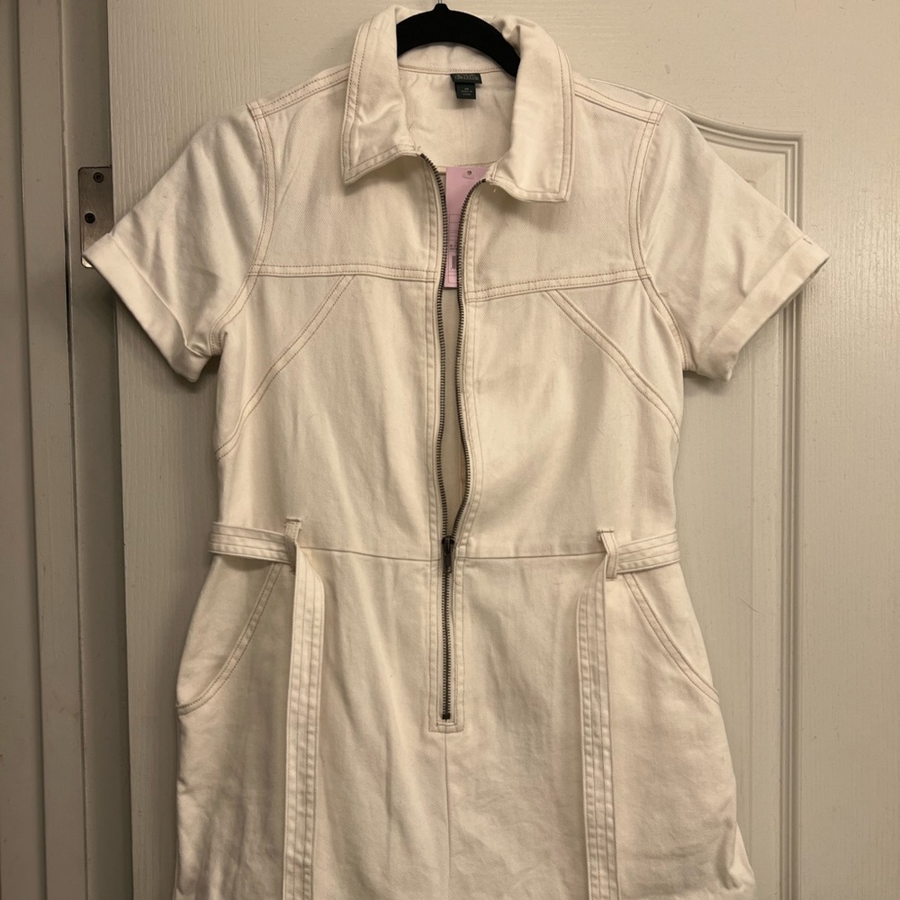 White Jean Romper